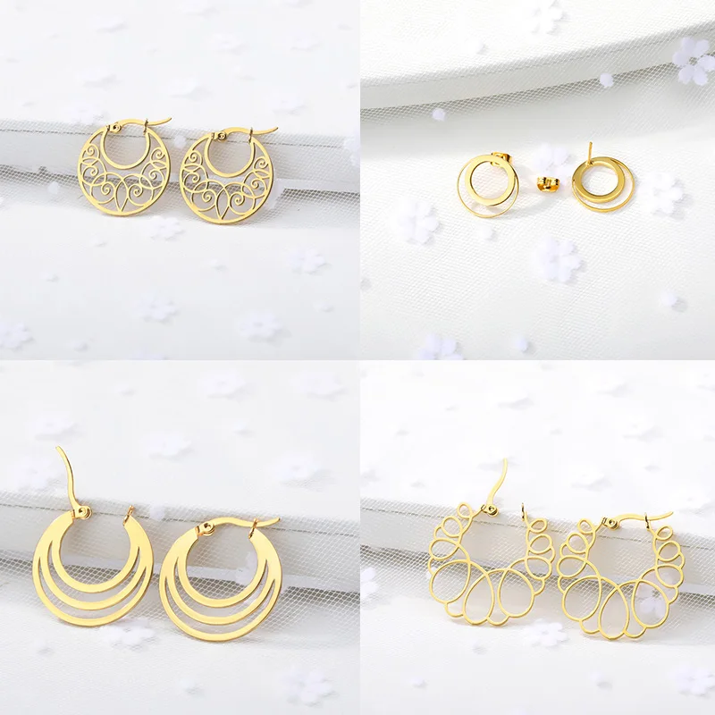 Круглая Геометрическая круглая серьга из нержавеющей стали полый сексуальный