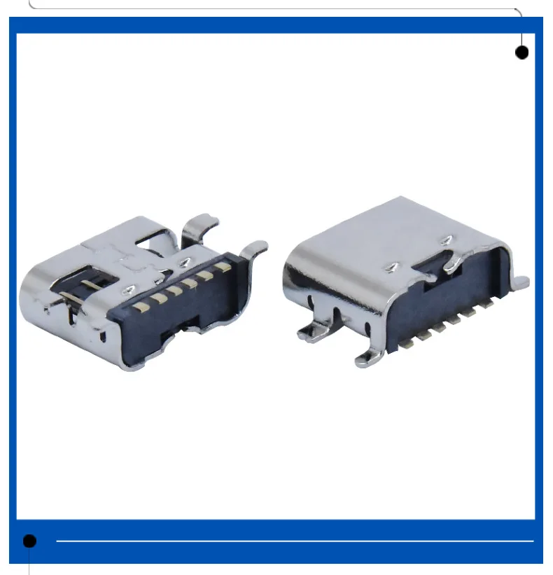 

10pcs 6 Pin SMT Socket Connector Micro USB Type C 3.1 Female Placement SMD DIP For PCB design DIY high current charging