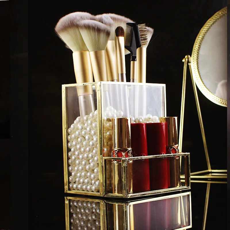 Новый европейский стеклянный органайзер для хранения кистей макияжа карандаш
