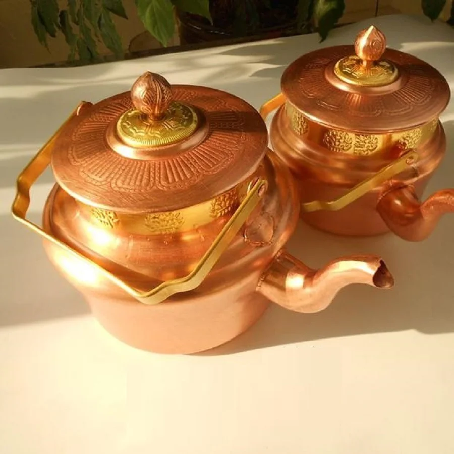 Толстый чайник из чистой меди для воды Lotus с ручкой крышки высококлассный подарок