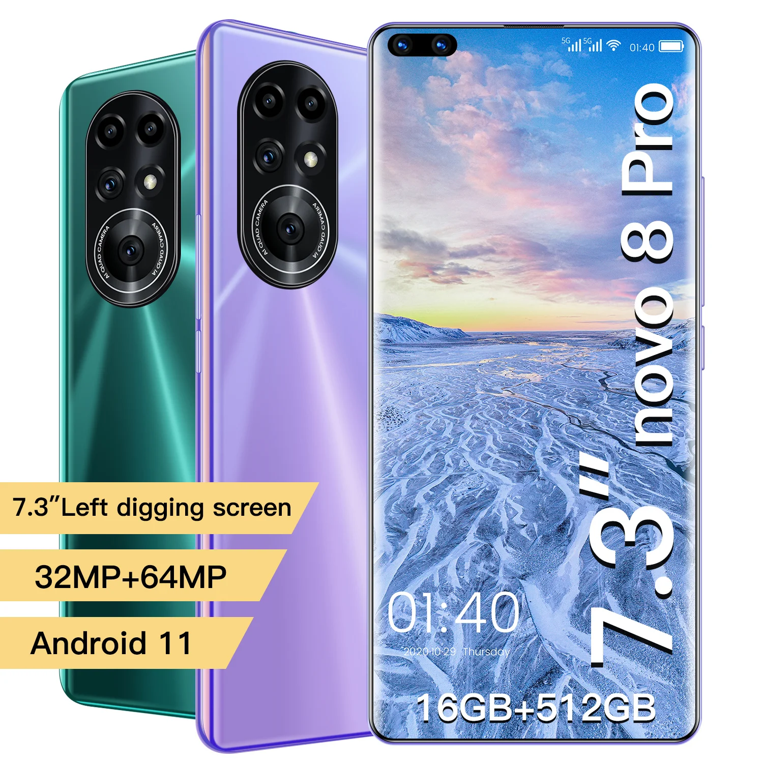 

New Hot Selling novo 8 Pro 16GB 512GB 6800mAh 10 Core Newest Cellphone 5G 4G LTE Smart Phone Network 6800mAh 10 Core Newest