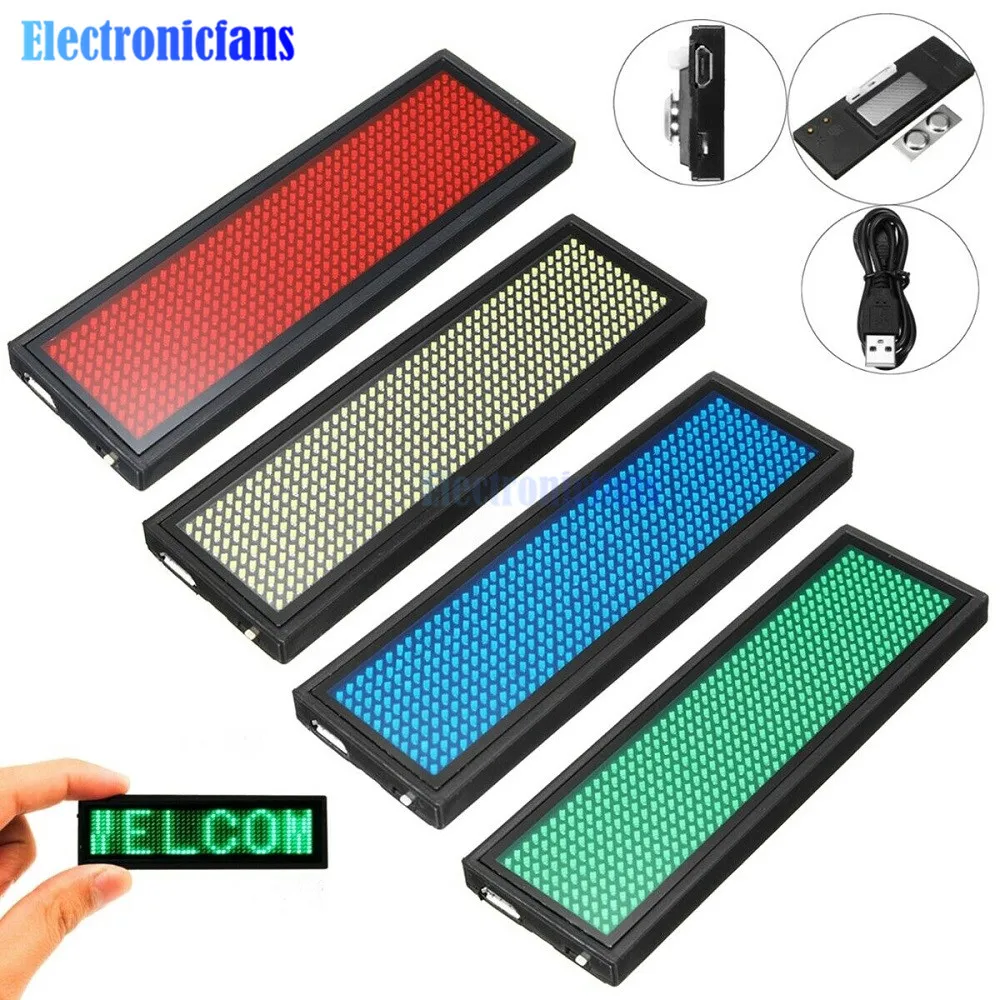 Светодиодный мини цифровой дисплей перезаряжаемый программируемый значок с