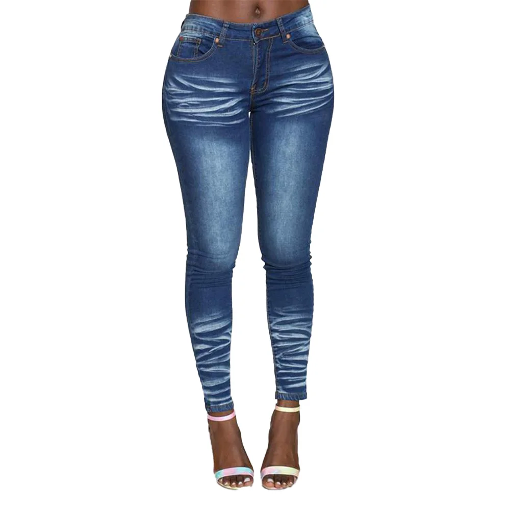 

VICABO Plus Size Women Skinny Vintage Stretchy Bottom Skinny Pants Causal Jeans Denim Trousers Slim High Waisted Long Pants