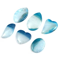 5pcs lot blue striped agates pendant reiki healing natural stone meditation amulet diy jewelry natural stone charms