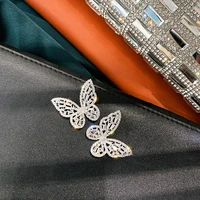 fyuan new butterfly zircon stud earrings girl exquisite beautiful crystal earrings for women weddings jewelry gifts