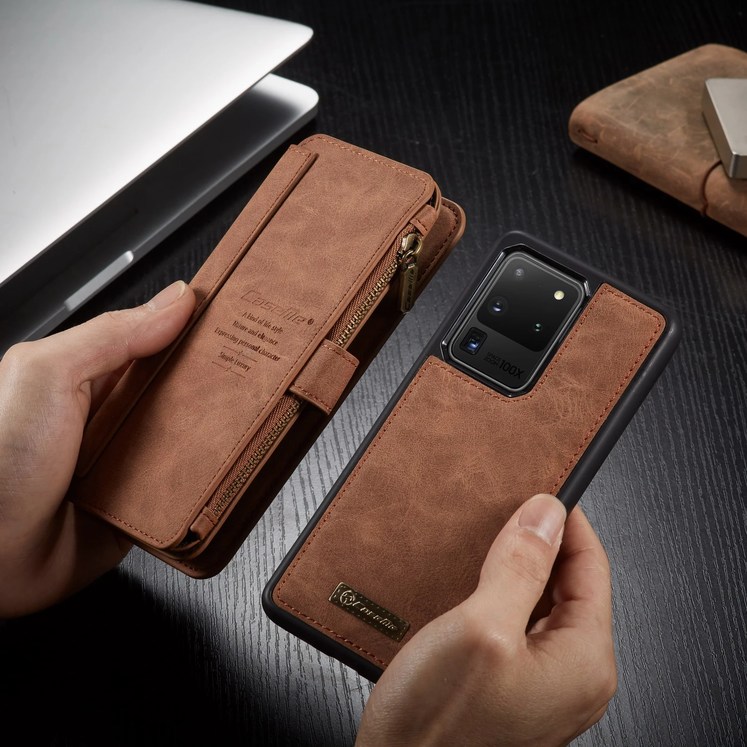 CaseMe чехол для Samsung Галактики S8 S9 S10 Note10 S20 плюс ультра кожи на молнии