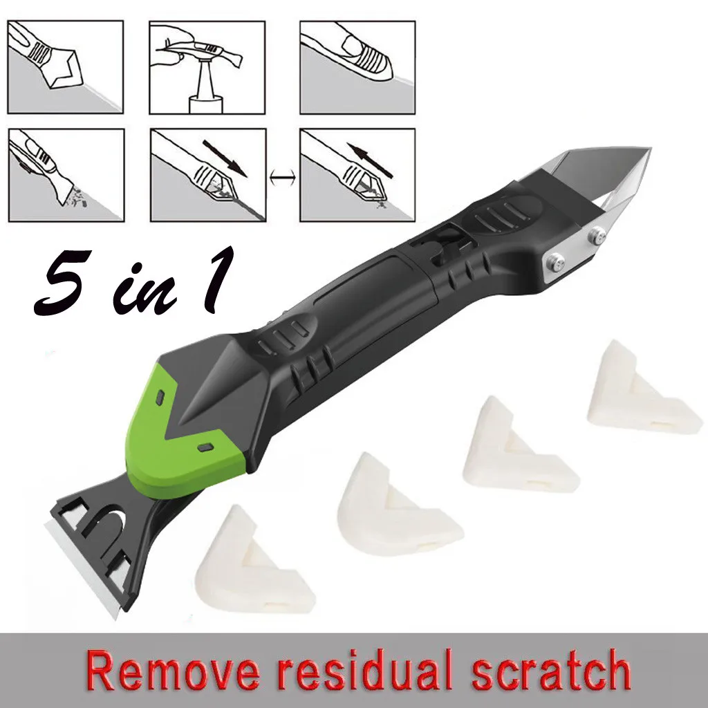

Creative 5In1 Silicone Remover Caulk Finisher Sealant Smooth Scraper Grout Kit Tools Plastic Hand Tools Set Accessories #