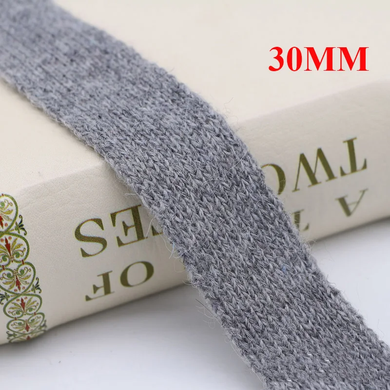 grey 30mm Meetee 5 ярдов 30 мм кроличья шерсть пряжа тесьма хлопок тканый пояс Лента отделка DIY швейная одежда материал для волос аксессуары AP562 - Цвет: grey 30mm