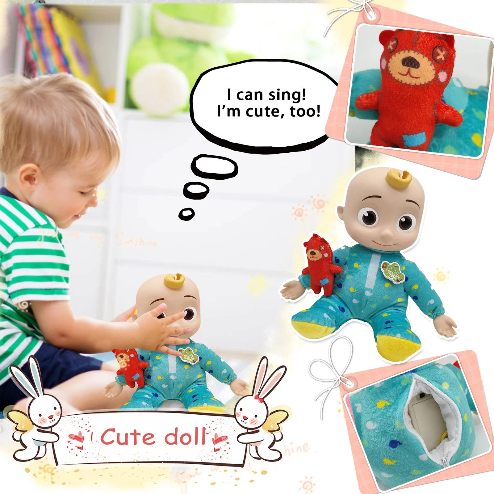 Плюшевые игрушки Cocomelon мягкая плюшевая кукла аниме искусственная мультяшная