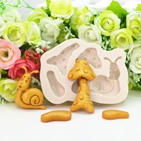 cute mushroom snail silicone mold baking lace decoration tool resin kitchenware diy cake chocolate dessert fondant moulds