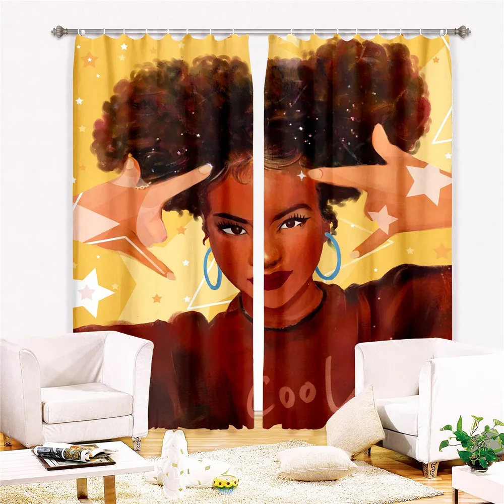 

Luxurious Sexy Cute African Girl Curtains for Living Room Bedroom Decoration Blackout Curtains Available in all Seasons