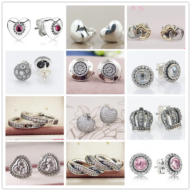 New earrings 925 Sterling Silver hearts Stud Earrings for women silver earings brinco fine jewelry Jewyuer wholesale ER001
