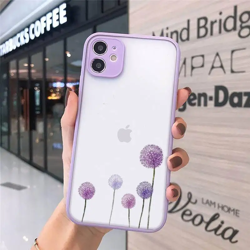 

Simple Lavender Purple Flowers Phone Cases matte transparent For iphone 7 8 11 12 plus mini x xs xr pro max cover