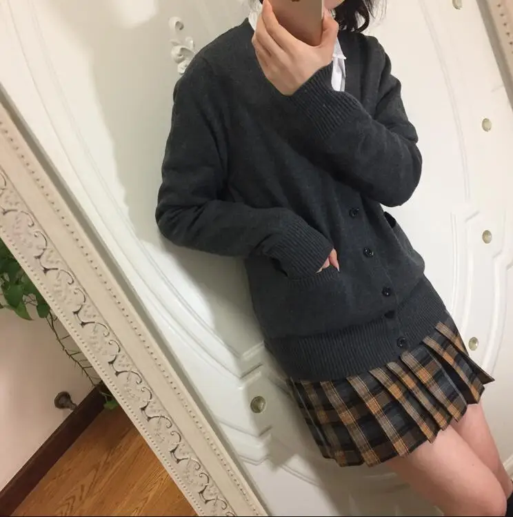 DARK GREY Японский JK старшеклассница женский матросский костюм униформа косплей свитер любовь живой свитер химико Тога свитер JKA3 - Цвет: DARK GREY