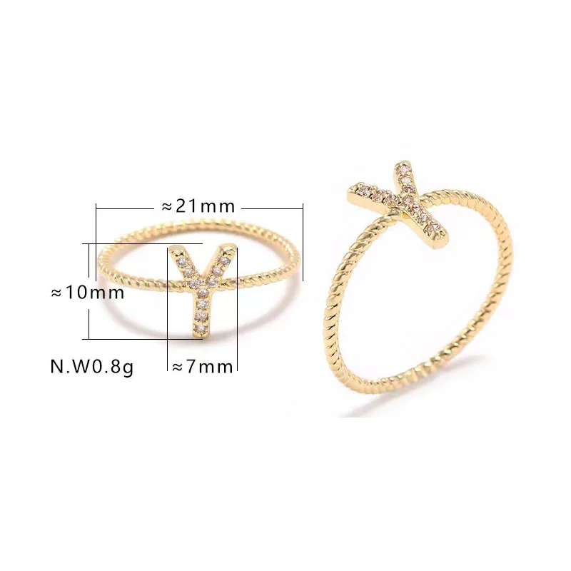 SIPENGJEL трендовые кольца с буквами алфавита из циркона золотого и серебряного