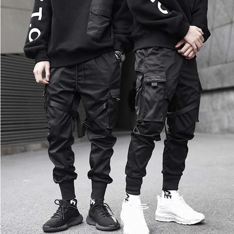 

Hip Pop Cargo Pants Men Black Pocket Streetwear Harajuku Techwear Pants Trousers Harem Joggers Sweatpants Dancing Chic
