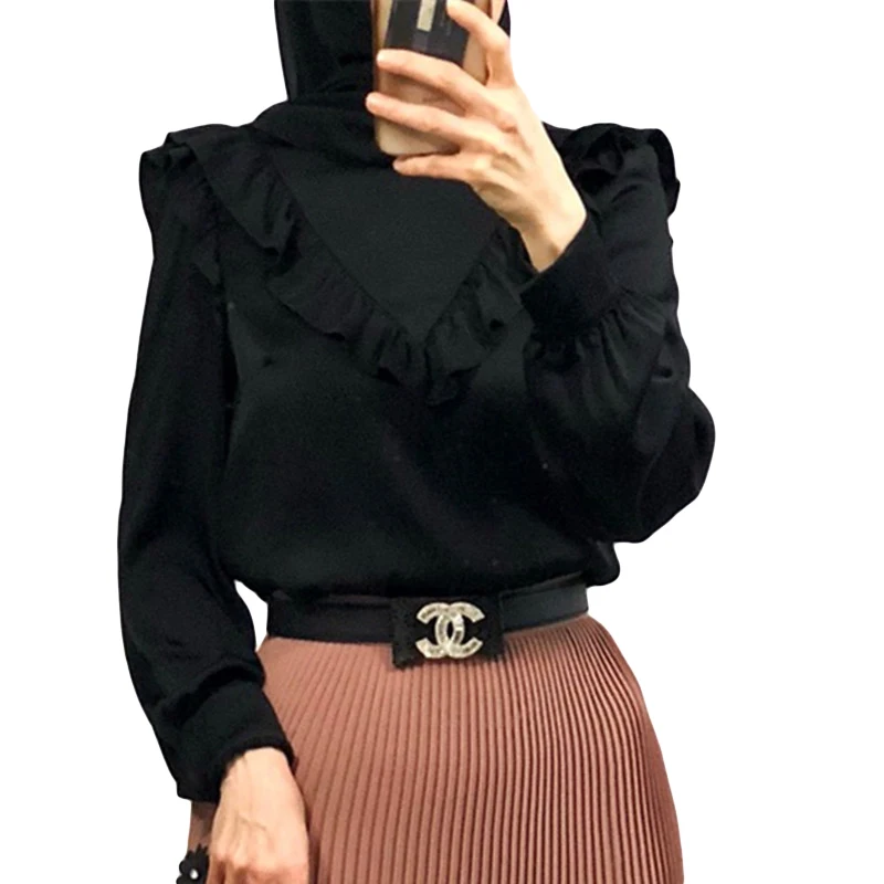 Топы с длинными рукавами, блузка, женская рубашка, мусульманский Топ, Feminina Camisas Mujer Chemisier Femme Дубай, кафтан, исламский, одежда