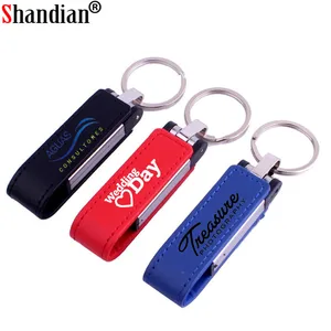 10 шт. Бесплатный цветной логотип SHANDIAN, кожаный металлический USB креативный 4 ГБ 8 ГБ 16 ГБ 32 ГБ брелок, флешка 64 ГБ, флэш-память