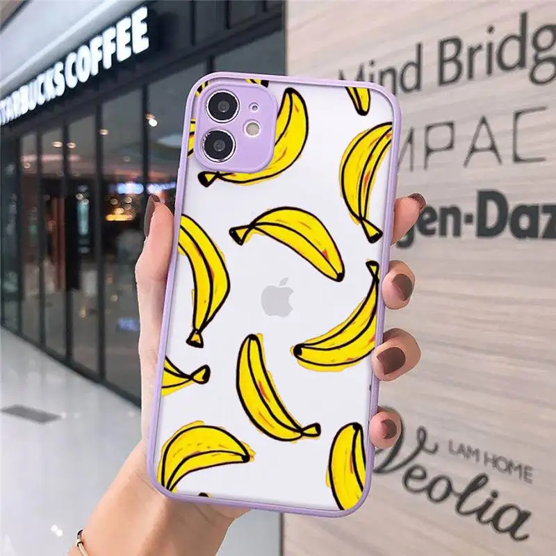 

Cartoon cute fruit banana Phone Cases matte transparent For iphone 7 8 11 12 plus mini x xs xr pro max cover