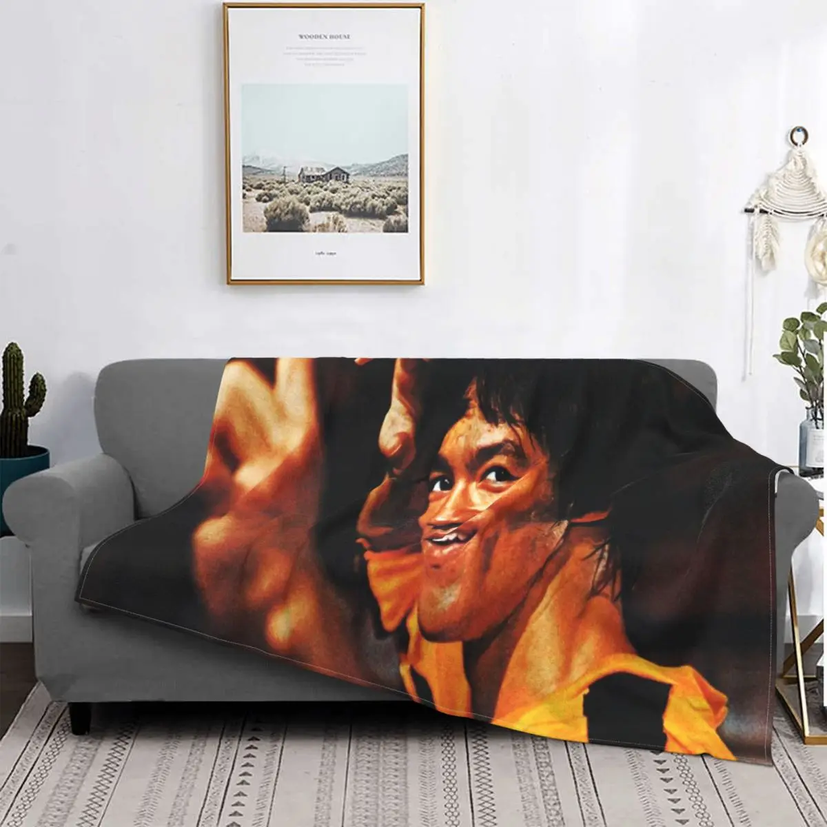 

Bruce Lee-Manta a cuadros de piel para niños, saco de dormir Polar a cuadros para jardín, manta eléctrica cálida de franela
