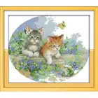 Наборы для вышивки крестиком, озорные коты узоров, напечатанные на холсте, сделай сам, ручная вышивка для современного домашнего декора