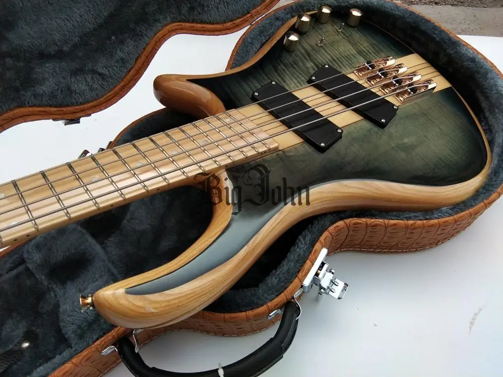 Новый вентилятор Fretted 4 струны электрическая бас гитара сэндвич Elm Body & кленовый