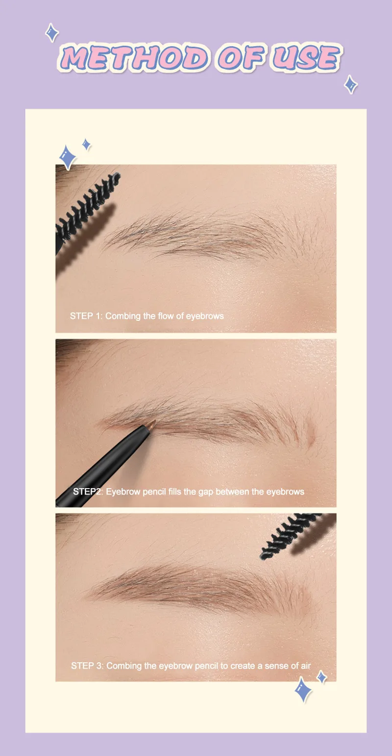 Ультратонкий карандаш для бровей естественное вращение долговечный