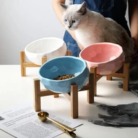 diamond ceramics pet bowls dog bowl oblique pet feeder large capacity high foot oblique bowl protection spine cat food bowl 13