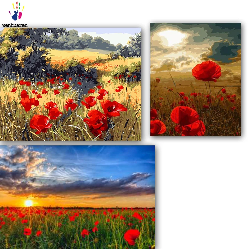 DIY картинки для раскраски по номерам с цветами море цветов в дикой картине