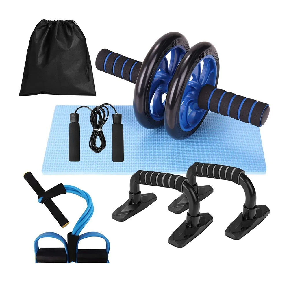 Mini Fitness Double Wheel Abs Abdominal Roller Pull Up Bar Home Excercise Equipment Weights Push Up Board Workout Jump Rope