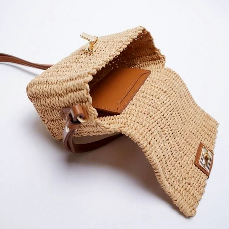 Летняя сумочка из соломы ротанга сумки натуральной кожи Модная Повседневная