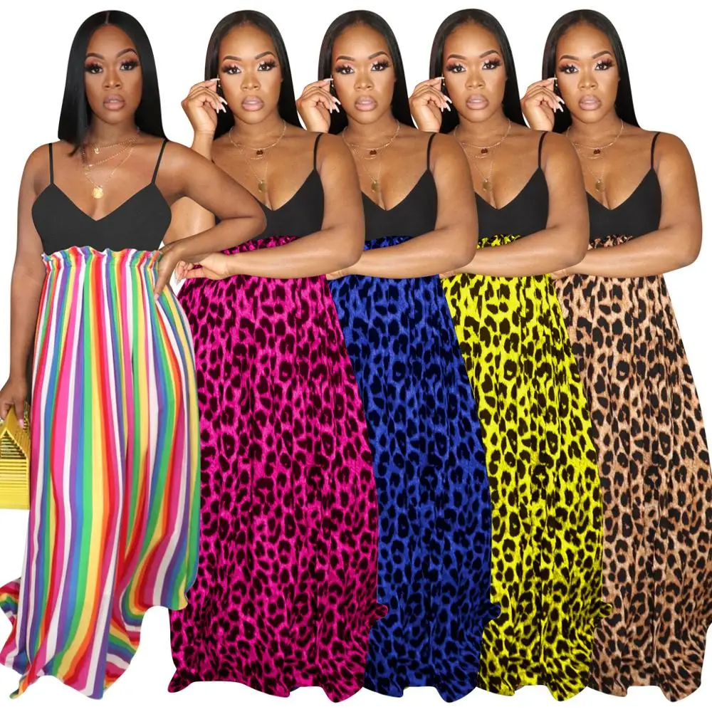 Женское летнее платье макси на бретельках с леопардовым принтом|Женские платья| |