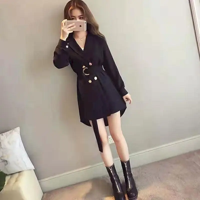 

Spring Women Solid Sashes Blazers Office Ladies Elegant Double Breasted Blazer Korean Harajuku Jackets Dress Blazer Women Coats