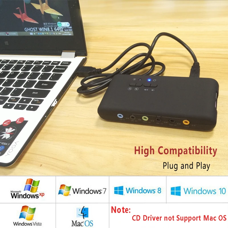 Звуковая карта HugePalm USB 7 1 плата расширения с SPDIF и удлинителем удаленная для