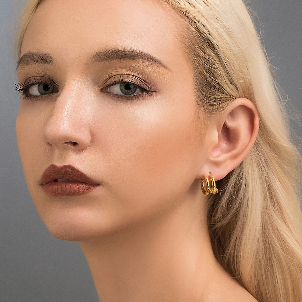 SUPERWEAR серьги из титановой стали серебро розовое желтое золото цвет маленькая серьга-кольцо для женщин роскошный бренд Модные ювелирные изделия