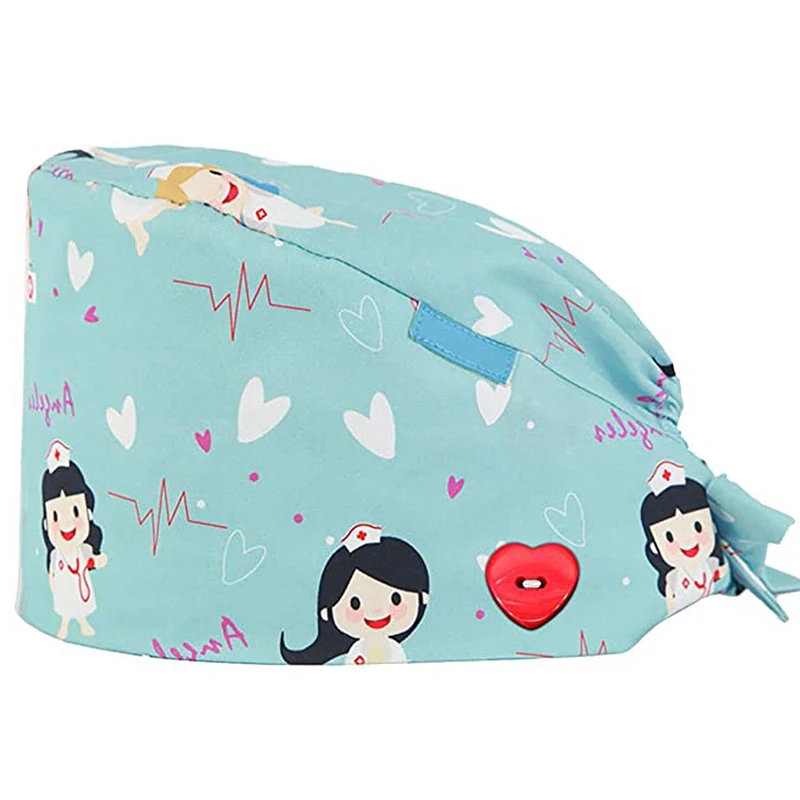 Шапка унисекс на кнопках для работы шапка с мультяшным принтом домашних животных