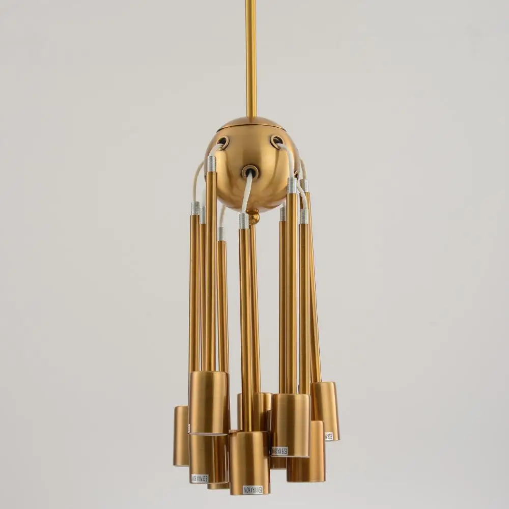 Lámparas colgantes de tubo de latón, accesorios de iluminación para escalera Industrial, oro antiguo, 10 brazos, níquel cepillado negro