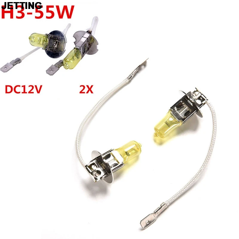 

JETTING 2pcs/lot High Quality H3 Light Bulbs Halogen Xenon H3 12V 55W Golden Yellow Fog Factory Price Car Styling Parking