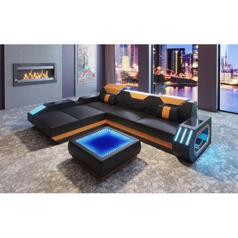 Многофункциональный диван для гостиной кожаный с Usb и светодиодный