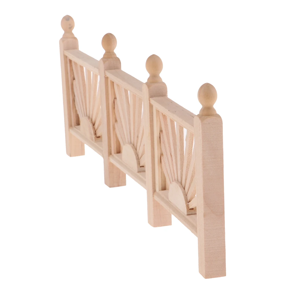 

Unpainted 1/12 Dollhouse Miniature Wooden Barrier Rail Fence DIY Accessories