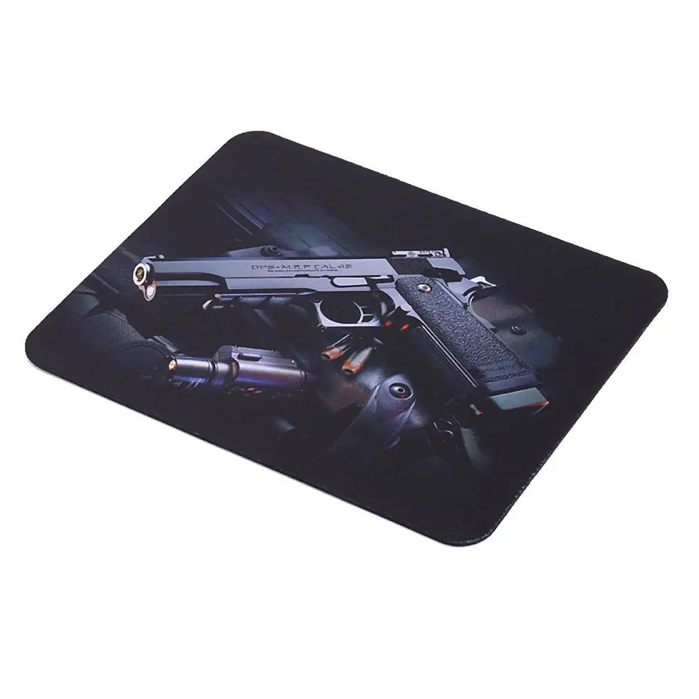 Противоскользящий коврик для мыши и ноутбука с 3D рисунком пистолета