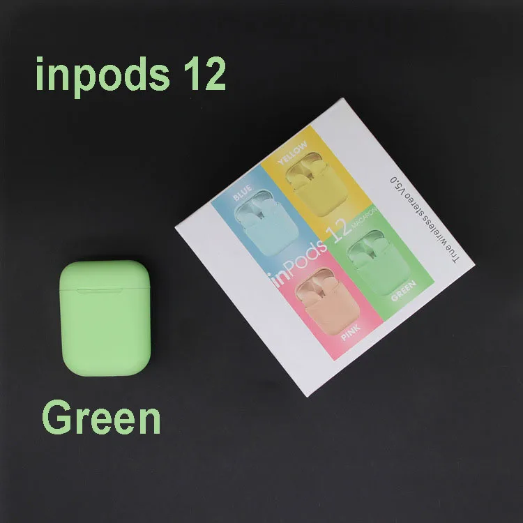 Inpods 12 наушники i7s i9s i11 i12 Tws беспроводные Bluetooth наушники гарнитура Прямая поставка - Цвет: Matte Green