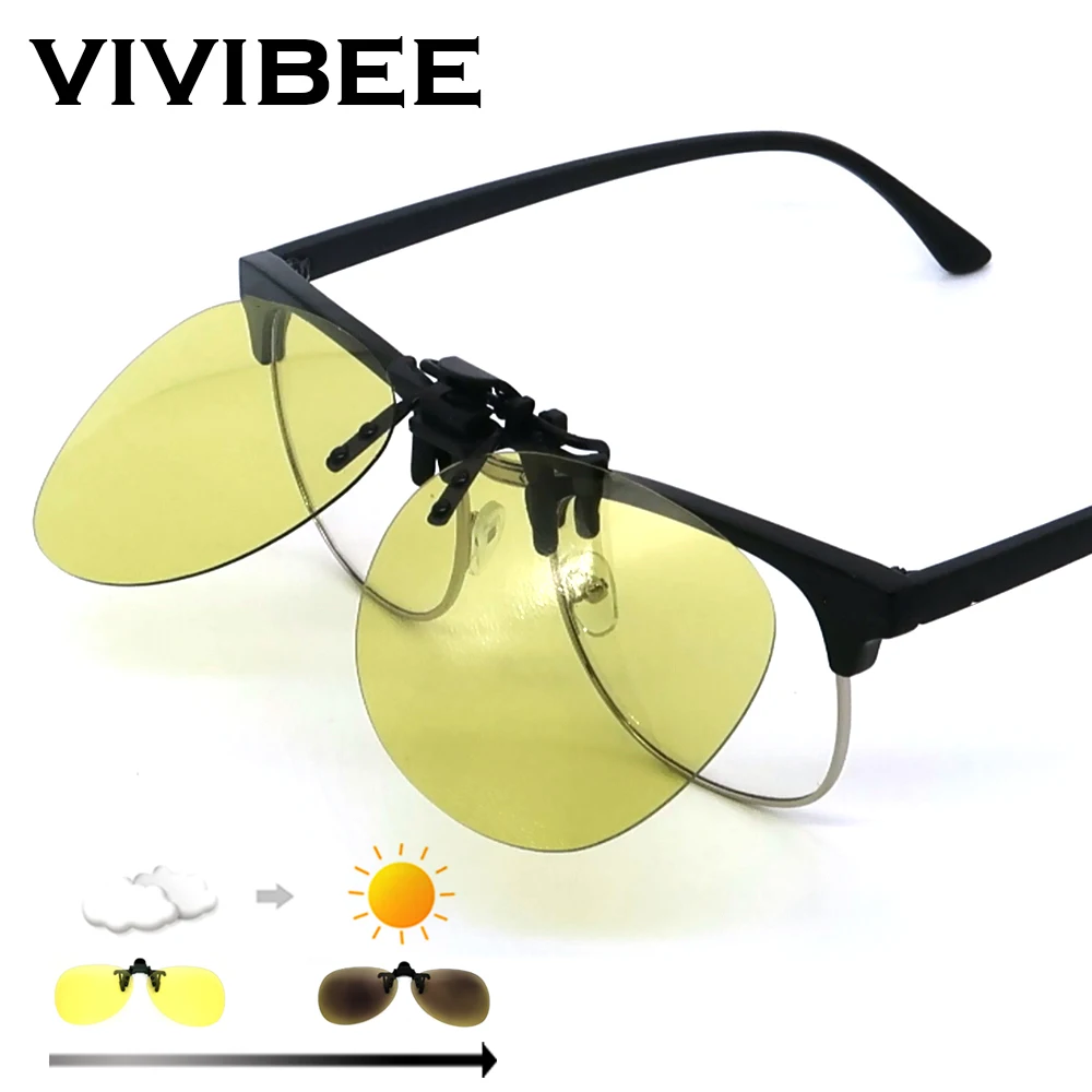 Мужские Солнцезащитные очки авиаторы VIVIBEE с зажимом для очков фотохромные