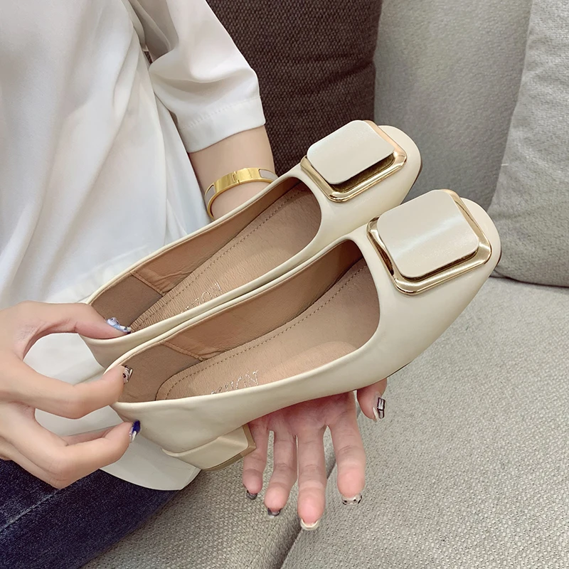 EOEODOIT Модные Кожаные Туфли-лодочки на среднем массивном каблуке квадратный носок