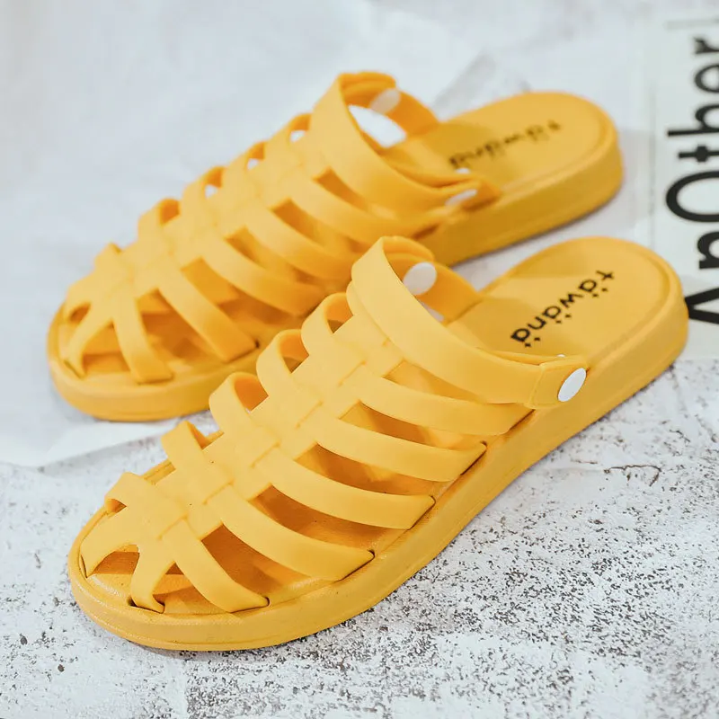 Jelly Baotou Summer Rome Women Slippers Female Soft Bottom Anti-skid Outside Beach Hole Shoes Woman Lazy | Обувь