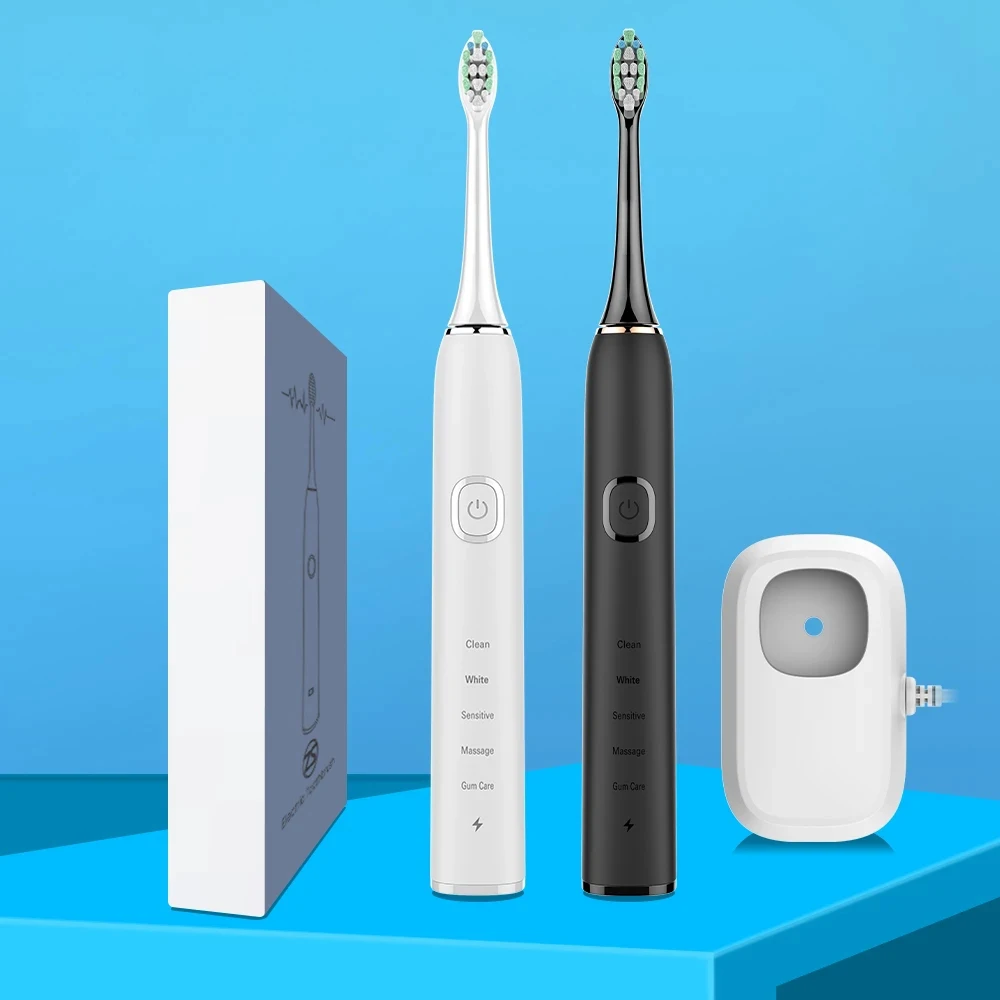 Enlarge Wireless Inductive Fast Charging Base Stand Rechargeable Sonic Electric Toothbrush Aldult Smart 5 Mode Soft Brushes Heads