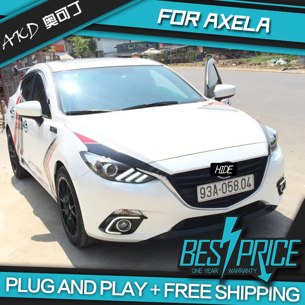 AKD Автомобильный стайлинг фары для Mazda 3 Mazda3 Axela 2014-2016 Фары LED Ходовые огни Би-Ксеноновый луч Туман ангельские глазки.