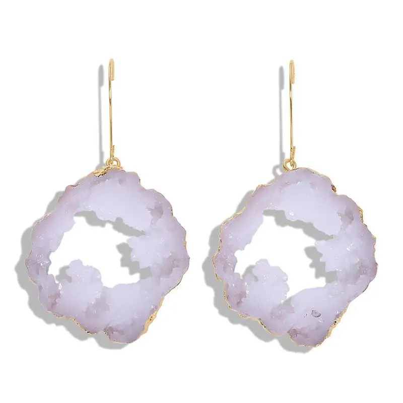 Шикарные полые серьги из смолы Druzy большие серьги-капли для женщин массивные