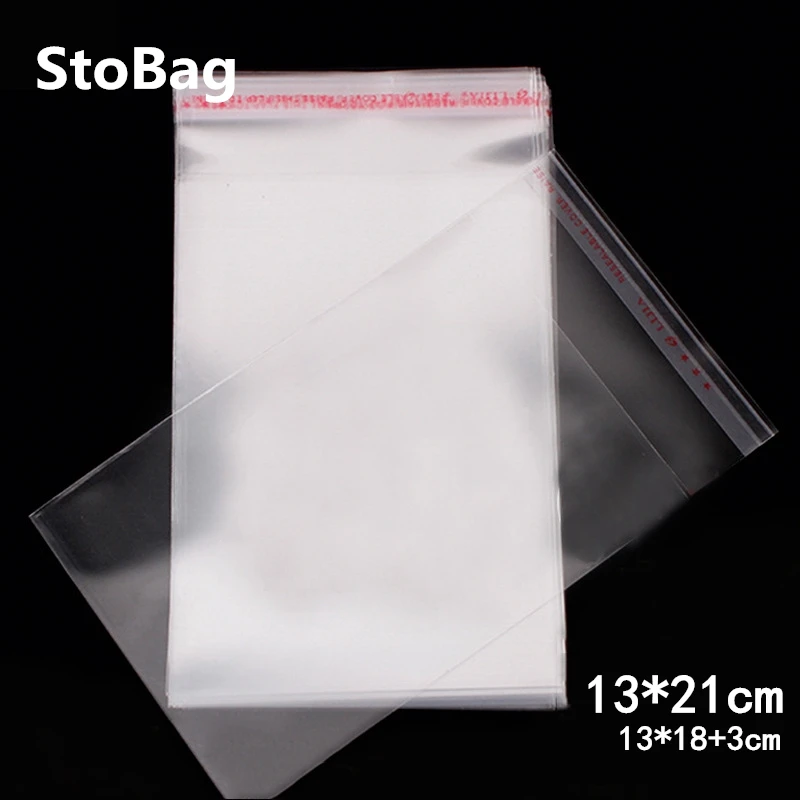 StoBag 200 шт. 13*21 см прозрачный, из ориентированного полипропилена самоклеящиеся пакеты Пластик пакет для упаковки ювелирных изделий, для конфет и печенья сумка мешок ткани поли мешки подарка OEM