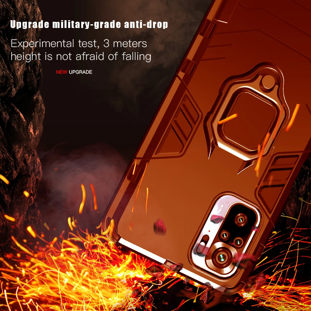 KEYSION Shockproof Case For Redmi Note 10 Pro 5G 10S 9 S 9T 9A Ring Stand Phone Cover for Xiaomi Mi 11 Lite 5G NE 11 X Ultra 11i